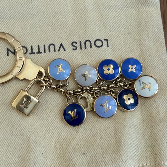 Louis Vuitton Gold and Blue Charm Keyring - Picture 6 of 7
